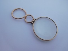 Extra Rare English Georgian 15K Gold QuiZZing Magnifying Crystal Loop Pendant !