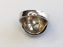 FAS 925 Sterling Silver Lapis & Marcasite Swirl Cocktail Dome Ring Sz 8 ~6.1g