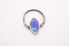 Vintage Sterling Silver 925 Black Onyx Azurite Spinner Ring Size 6.5