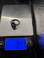 SZ 5.25 Vintage Sterling Silver Turquoise Shell Southwest Native Estate Ring 925