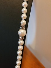 Beautiful Faux Pearls with a Large Pearl & Diamond Like Spacers, Asymmetrical
