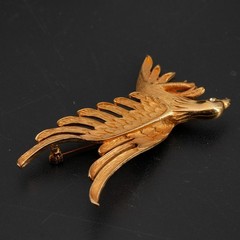 Large Vintage Americana Gold-Tone Eagle Brooch 2.5in Rhinestone Eye Bird Pin