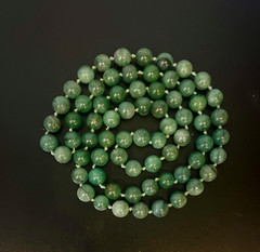 Vintage Green Gem 10 mm Beads 31 inch Necklace Hand Knotted