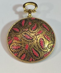 Vintage KARU Gold Tone Enamel Paisley Convertible Brooch Pendant 1960s-70s