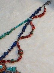 Vtg One-of-a-kind Coral Lapis Turquoise Tibetan Handmade Huge Necklace Pendant