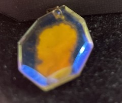 Vintage Cameo Iridescent Lucite blue Hexagon Shape Pendant
