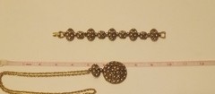 Celebrity Signed Vintage Rhinestone Pendant Necklace and Bracelet