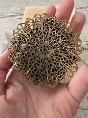 1950s German Filigree Inset Accents Brooch Or Necklace Pedant