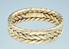 Fine Antique Victorian Solid 18K Gold Braided Rope Twist Eternity Band Ring 6.25