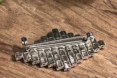 Vintage Silver Tone Clear Rhinestone Pave Diamond Shape Brooch Pin