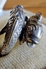 RARE Vintage Beau Sterling Silver Double Koi Fish Pisces Bypass Ring Sz 7