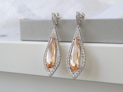 Vintage Sterling Silver 925 Champagne Drop Dangle Earrings