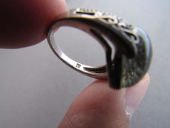 VINTAGE FILIGREE STERLING TEAR DROP TOURMALINATED QUARTZ RING SIZE 6.75