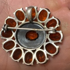 Large Antique Sterling Silver red wine almandine garnet Brooch/pendant 18g