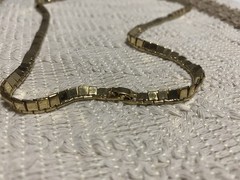 Vintage Monet Gold Tone Flat Square Link Chain Necklace 24”