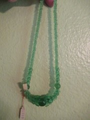 Antique 16.5″ Green Glass Choker Necklace made Czechoslovakia w Tag NEVER WORN