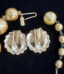 Vintage Marvella Golden Barouqe Faux Pearl Necklace & Earrings Set