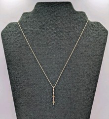 Vtg Sadye L Vassil 925 Sterling Silver 3 Gemstone Bar Pendant 16-18″ Necklace