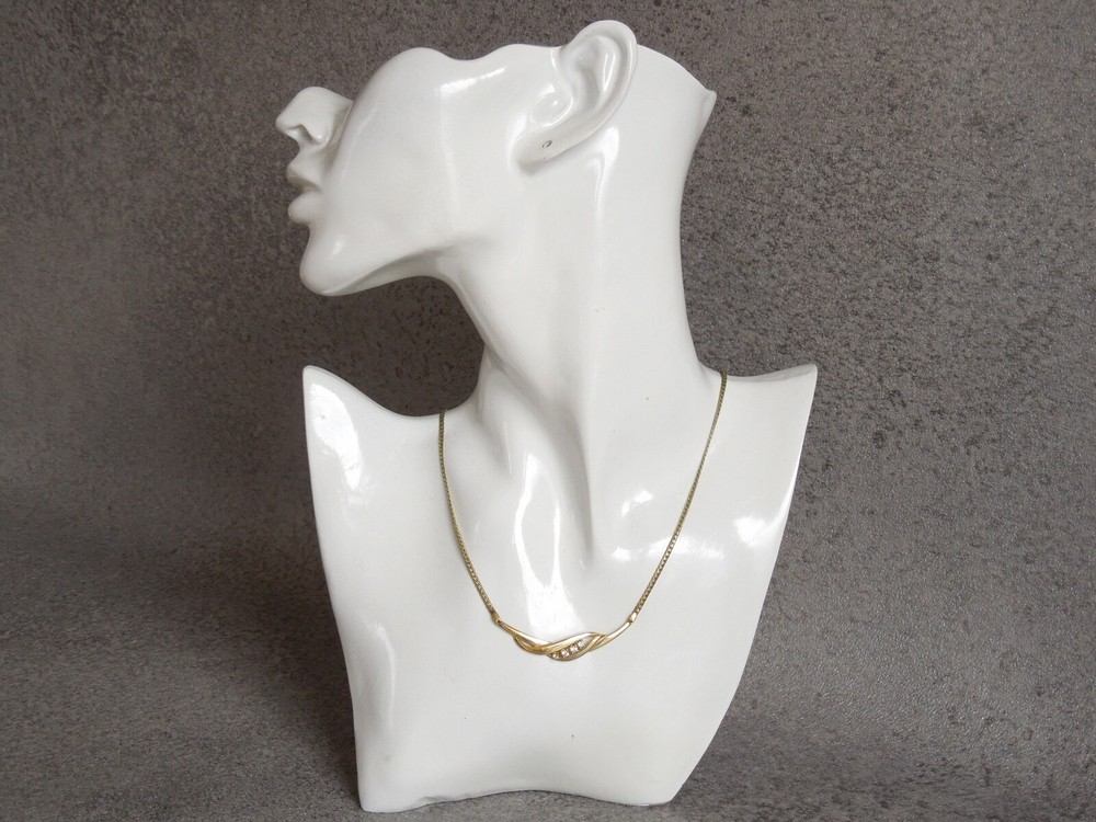 Amerik Teka Theodor Klotz Chain,Necklace With Clear Stones 0.2oz / Long ca.18 5/