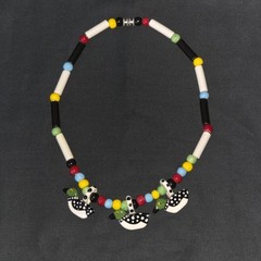 VTG Flying Colors 3 Duck Colorful Ceramic Bead Necklace Bold Statement