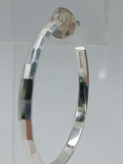 VTG FAS 925 Faceted Hoop Earrings 1.25in Sterling Silver 3g Classic Polished