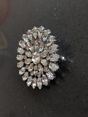 Vintage B. David Clear Rhinestone Brooch Round Excellent T15