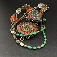 Old Traditional Vintage Piece Of Tibetan Tradition Amazing Ethnic Art Necklace