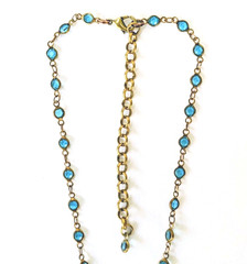 Vtg Swarovski Crystal Necklace Vitrail Glass Pendant Antique Brass Artisan Made