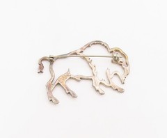925 Sterling Silver Vintage Brooch Mighty Buffalo Outline Design Pin BP12052