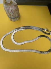 Vintage Signed REVLON Silver Tone Flat Herringbone Necklace & Bracelet Set