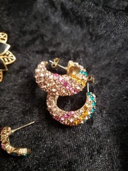 RHINESTONE Mixed Vintage Multi-Color Pierced Earrings LOT/10