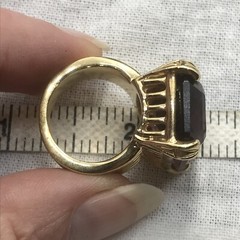 Vintage 18KT GE Gold Plated Large Purple Crystal Unique Cut Ring varied sizes