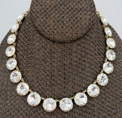 J Crew Anna Wintour Necklace Georgian Collet Riviere Rivoli Crystal Brulee Vtg
