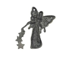 Fairy Angel Pin Imagine Crystal Dangling Snowflakes Brooch Pewter Look Signed DD