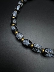 Vintage Black Glass Bead Necklace | Speckled Glass Necklace | Handmade Statement