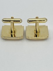 washed gold tone mens cufflinks rectangle bullet back