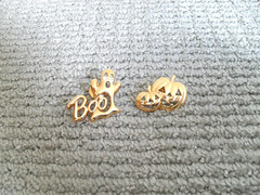 Vintage 1990 AVON Halloween Pins Boo Ghost Rhinestone Eyes + Jack-o-lanterns
