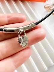 Rare Hermes Anne de La Fantasy 2004 Heart Padlock Choker Necklace Vintage Black