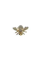 JOAN RIVERS Classics Gold Tone Green Eyed Clear Rhinestone Bumble Bee Brooch Pin