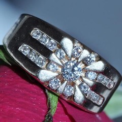 14k yellow gold 1.15ct natural diamond starburst ring sz: 10.5 vintage 10.3g