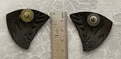 Vintage Large Abstract Asymmetrical Statement Pierced Earrings • Gray & Bronze