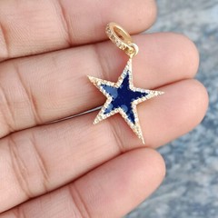1Pc Pave Diamond Bakelite Star 925 Sterling Silver Pendant Enamel Diamond – 21mm