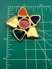 Anne Klein Vintage Enamel Star Brooch Gold Tone Multi Color 2in Retro 90s