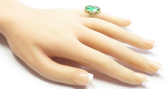 Antique French 1920’s Green Stone 13KY Ring Size 5.5 UK-K1/2 9.26Ct Art Deco
