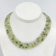 Sterling silver triple strand Prehnite bead necklace – GM530