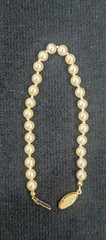 Vintage G. Silver Pat.P Knotted Pearls Bracelet w/ Gold Tone Clasp — size 7.5