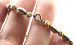 Vintage 14k GF Gold Filled & sterling silver 2 toned beaded Bracelet Chain 7″ BB