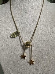 Vintage 1980s Gold Plated Bolo Star Lariat Necklace 18″ Made in Korea NOS
