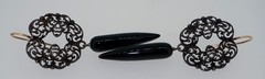 Antique Berlin Iron 14K & Onyx Earrings