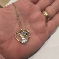 Vintage Snoopy Pendant Necklace Lenox Sterling Silver Gold Vermeil 18 Inches
